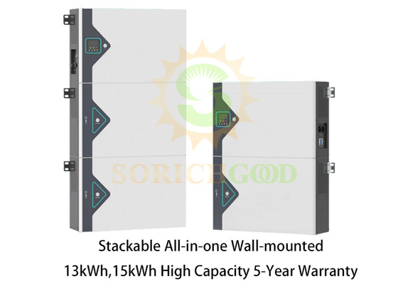 IP65 13kWh 15kWh Lithium Battery Storage With DB Stackable All In One Wall Mounted Battery Series