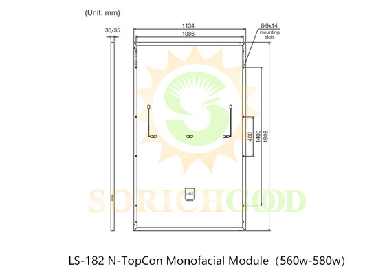 560W 182 N-TopCon Monofacial Module Monocrystalline Silicon Panels