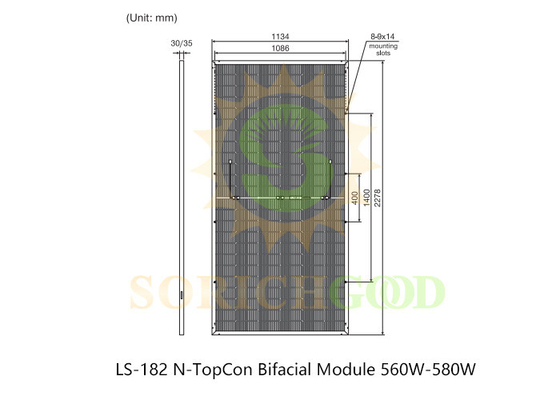 30A 560W 182 N-TopCon Bifacial Module For Monocrystalline Silicon Panels