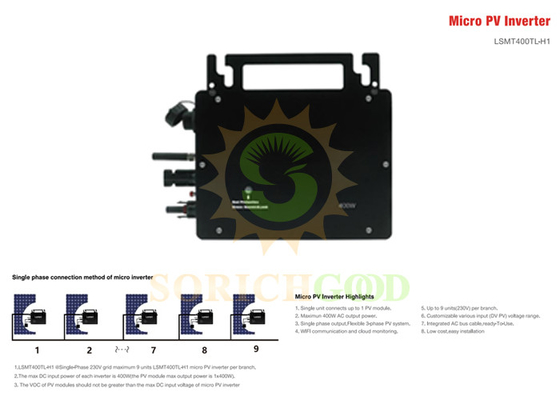 16V-48V 120V 230V 400W Micro Inverter System For Grid Systems
