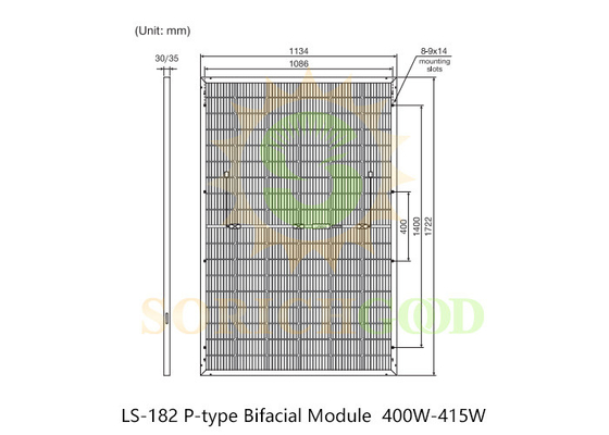 400W Enhance Energy Yield With 182 P-Type Bifacial Module Monocrystalline Silicon Panel