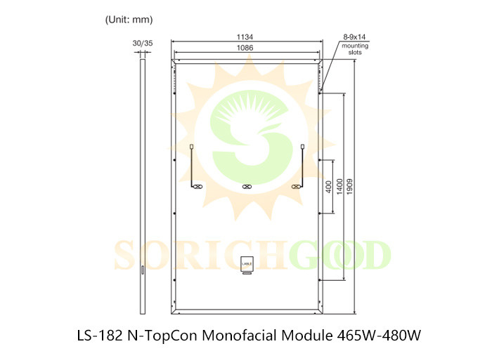 465W 182 N-TopCon Monofacial Module Monocrystalline Silicon Panels