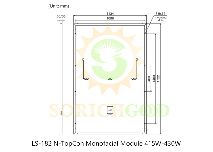 415W Mono Crystalline Solar Cell 1500VDC IP68 Rated Junction Box