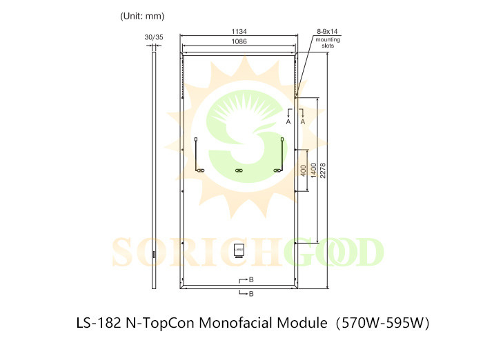 570W 182 N-TopCon Monofacial Module 72S For Commercial Utility Scale Solar