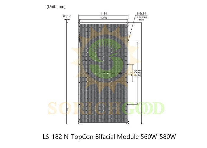 30A 560W 182 N-TopCon Bifacial Module For Monocrystalline Silicon Panels