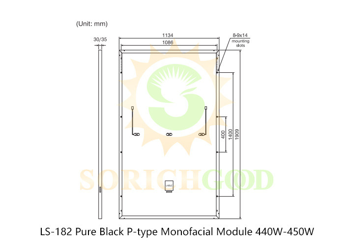 440W 182 Pure Black P-Type Monofacial Module Mono PV Solar Panels
