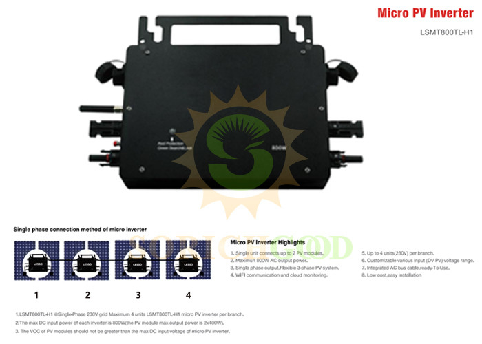 800W Solar Power Micro Inverter WIFI Enabled Cloud Monitoring For Detailed Performance Tracking