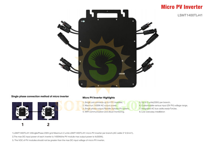High Efficiency 1400W PV Micro Inverter For Flexible 3 Phase PV Systems